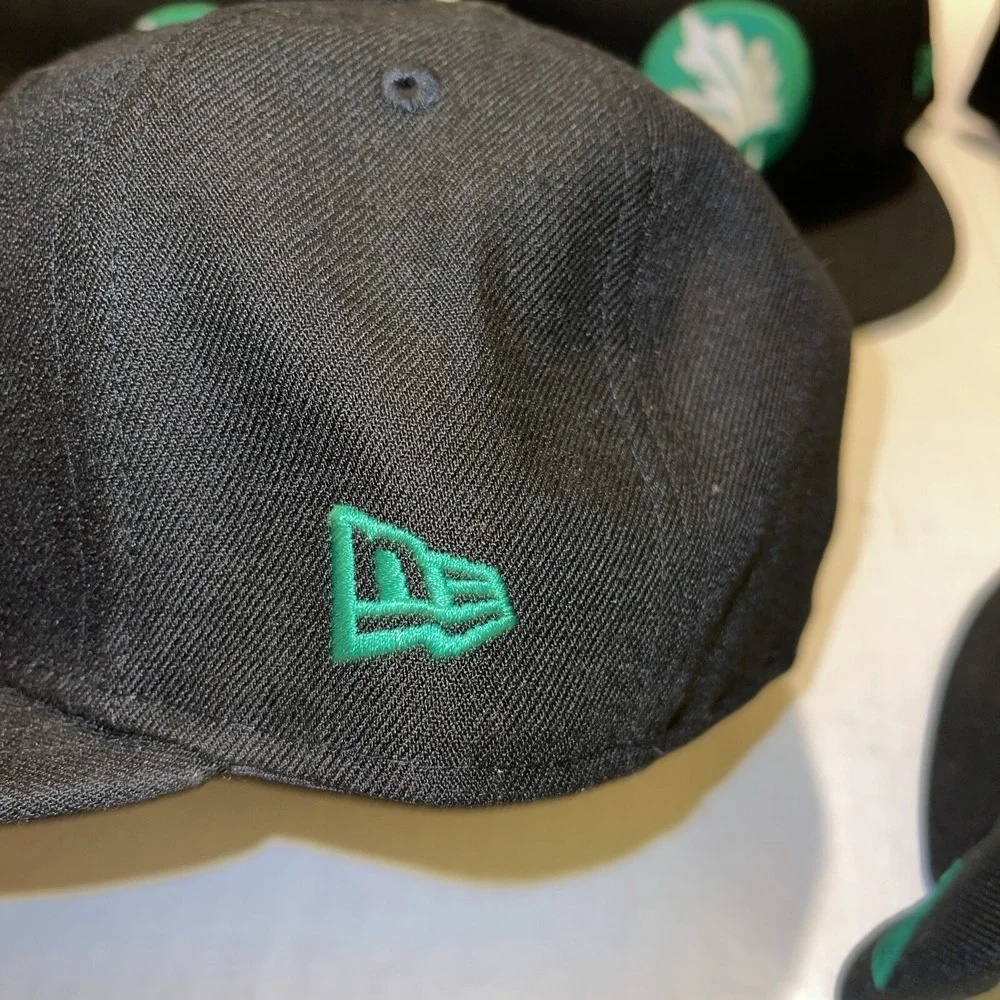 5 New Era Fitted Hat 59Fifty Size 7 1/2 & 71/4  custom promo Black Leaf Hats